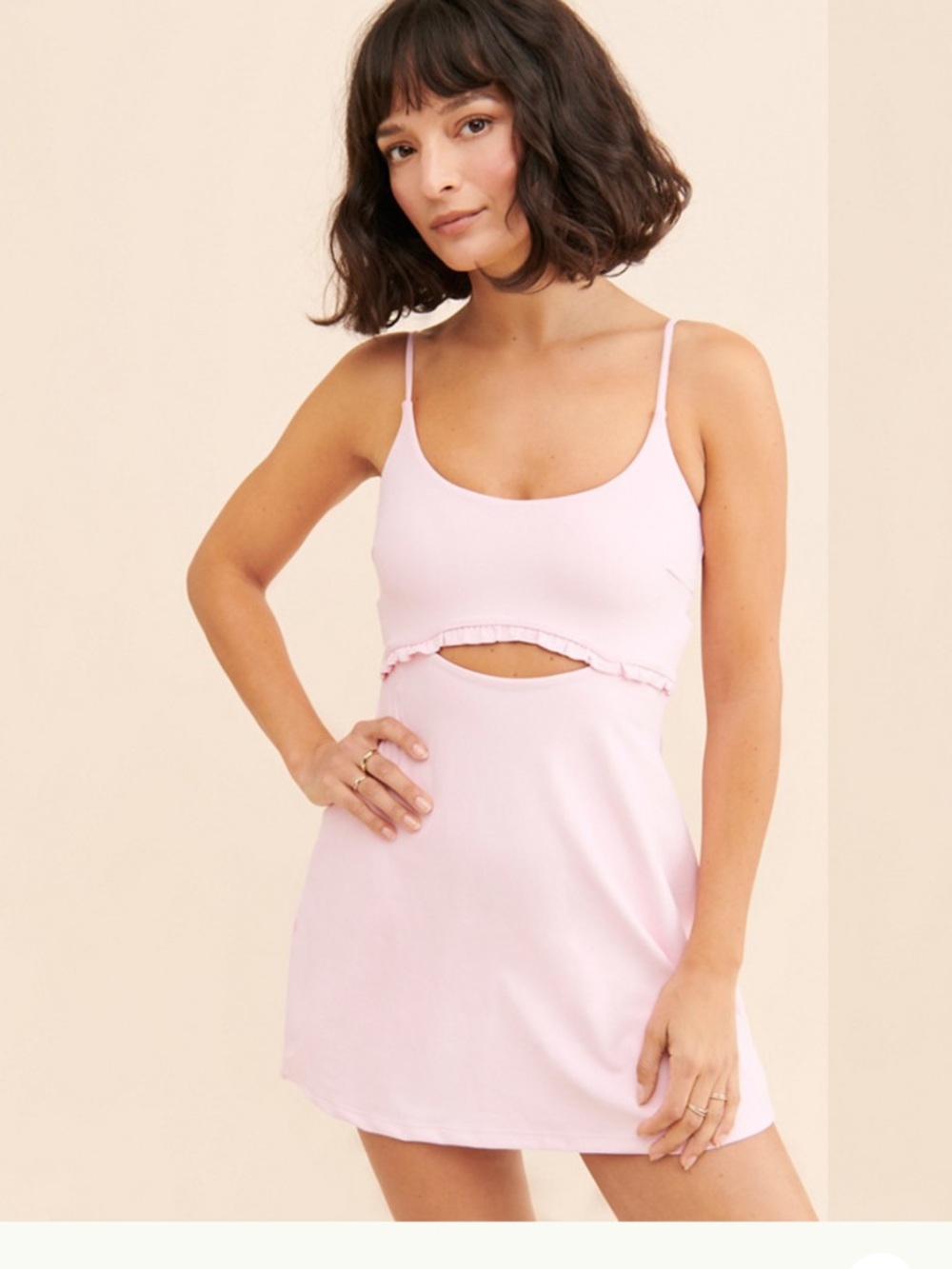 LoveShackFancy Astoria Pink Athletic Mini Dress with Cutout